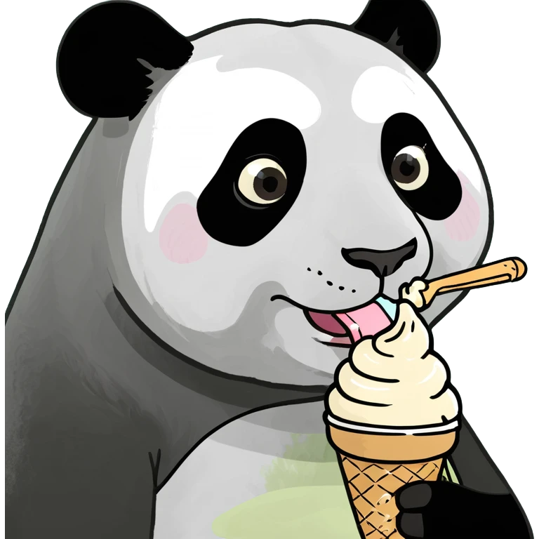 Panda eating ice cream emoji