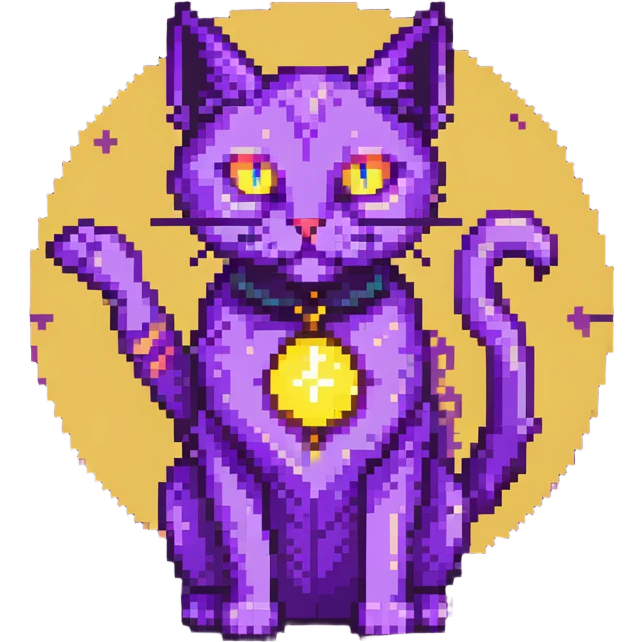 purple cat casting a spell emoji