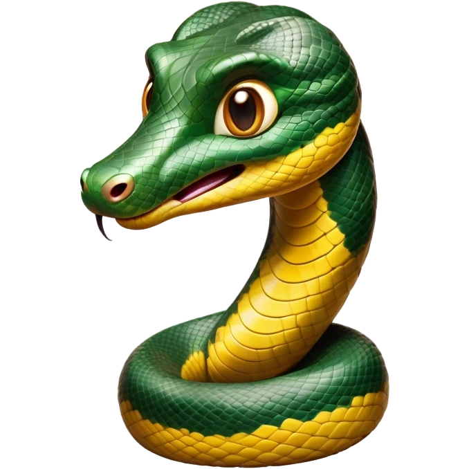 Cinematic Comical Anaconda Portrait Emoji, Head tilted dramatically with an exaggeratedly shocked expression, featuring a robust, patterned body with wide, comically expressive eyes full of humorous disbelief, Simplified yet hilariously expressive features, highly detailed, glowing with a slightly sassy jungle glow, high shine, dramatic yet playful, stylized with an air of quirky reptilian attitude, soft glowing outline, capturing the essence of a meme-worthy anaconda that looks ready to side-eye its way into viral fame! emoji