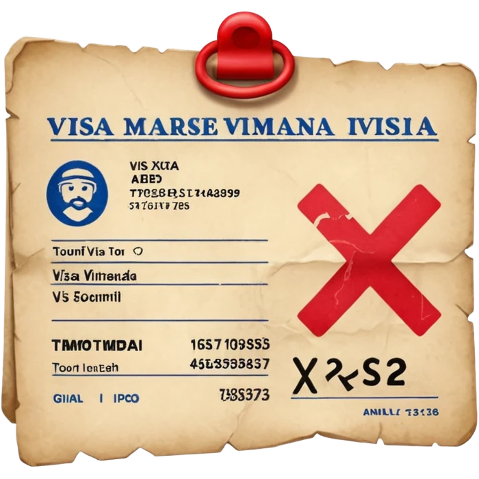 Tourist visa denied with an x emoji