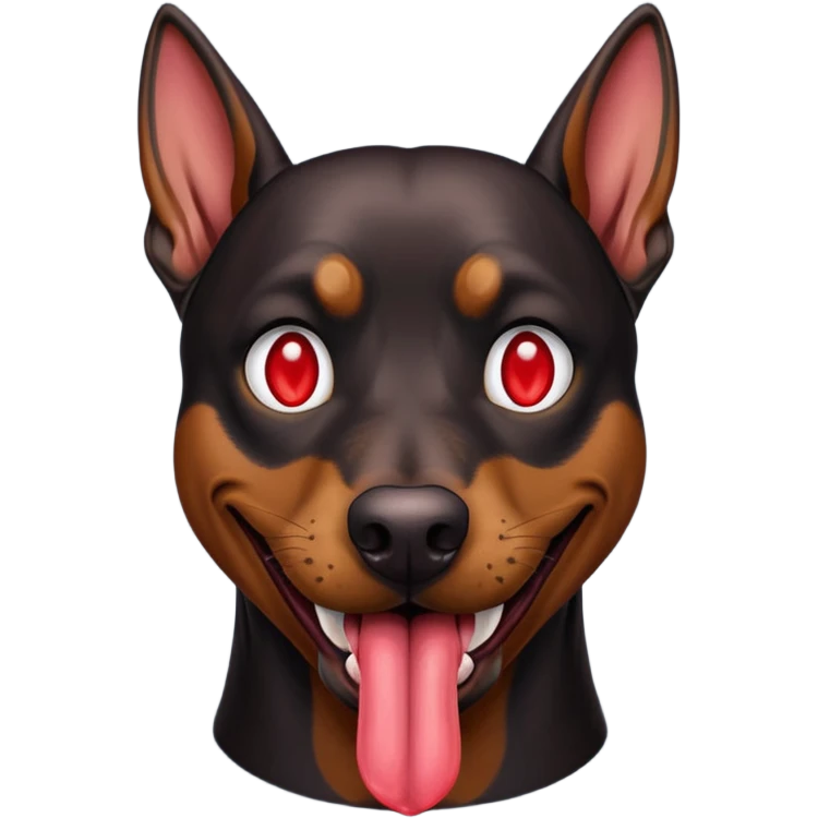 Generate a emoji of a big evil doberman dog with red eyes and a tongue sticking out,  emoji