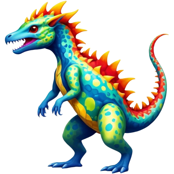 a colorful edgy vernid-fionbri-creature with splash patterns full body emoji