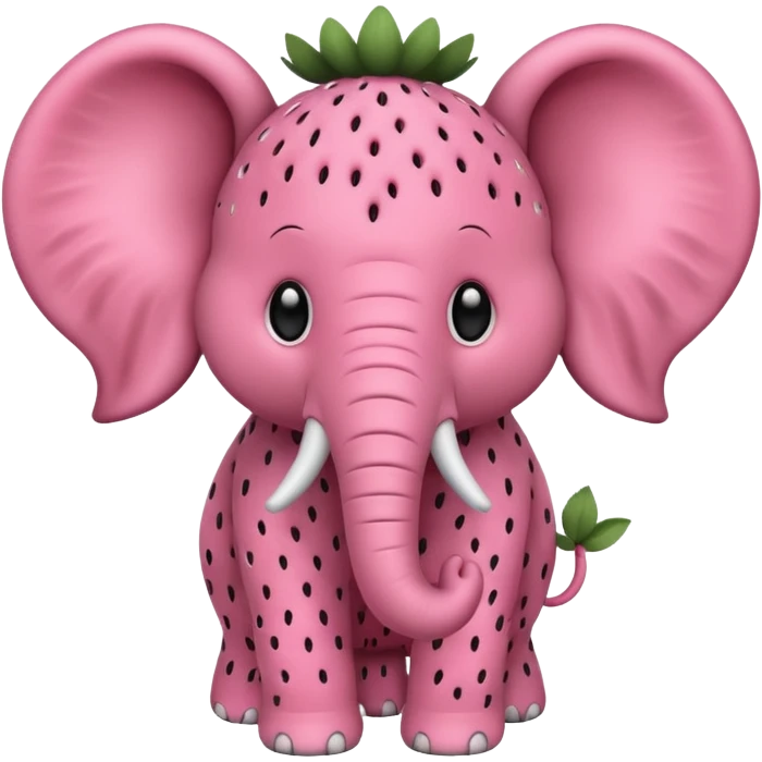 Make a  black and white strawberry elephant emoji