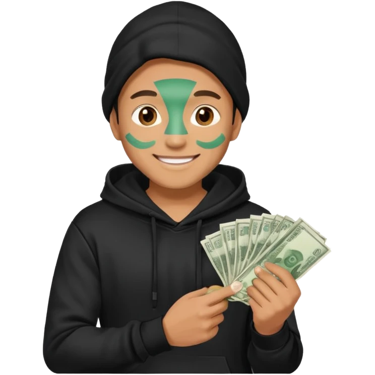 hoodied guy making money emoji