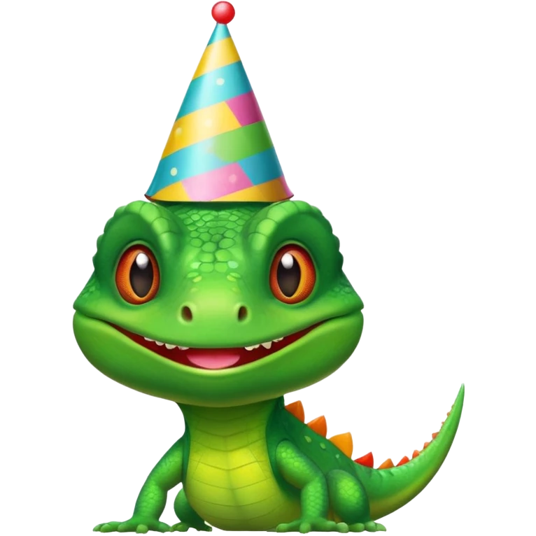 Lizard dancing with party hat emoji