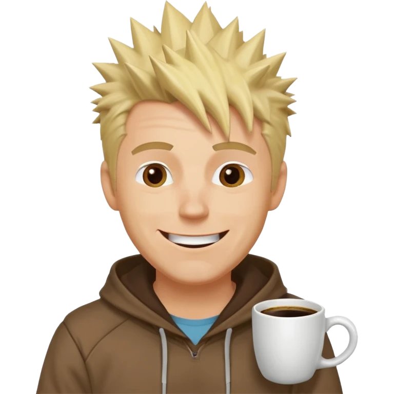 A spiky-haired blonde guy in his 40s with laugh lines, a coffee-stained hoodie, and the confident smirk of someone who's seen some things but is still having the time of his life. emoji