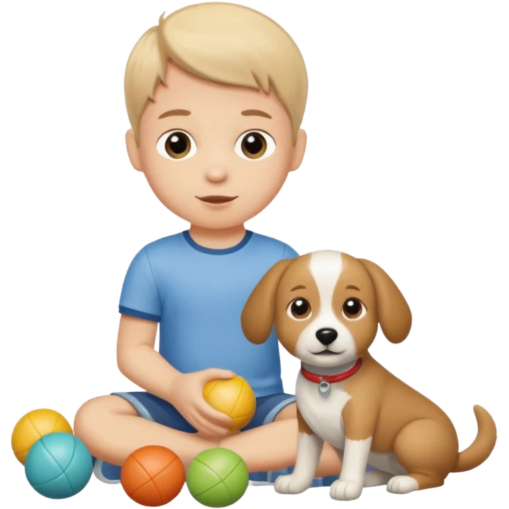 child with dog toys emoji