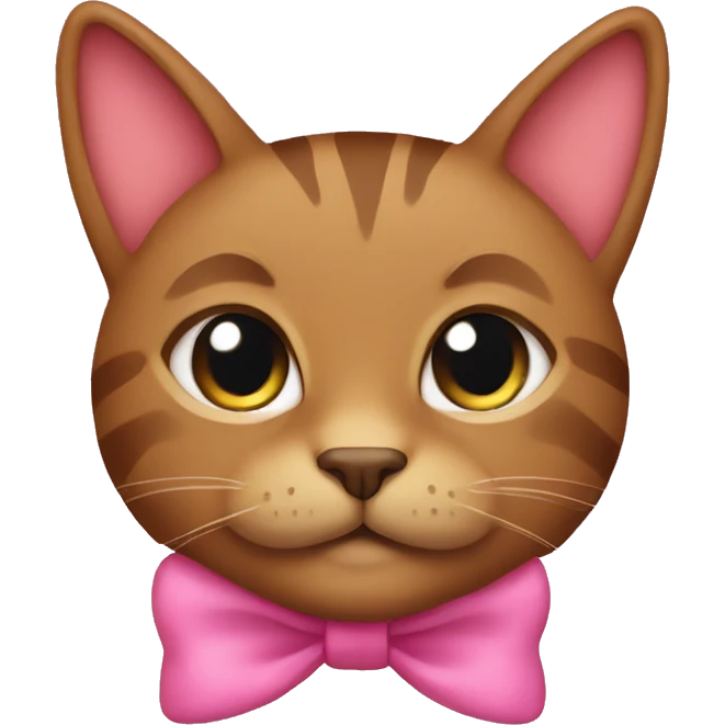 brown cat with a pink bow on his head emoji