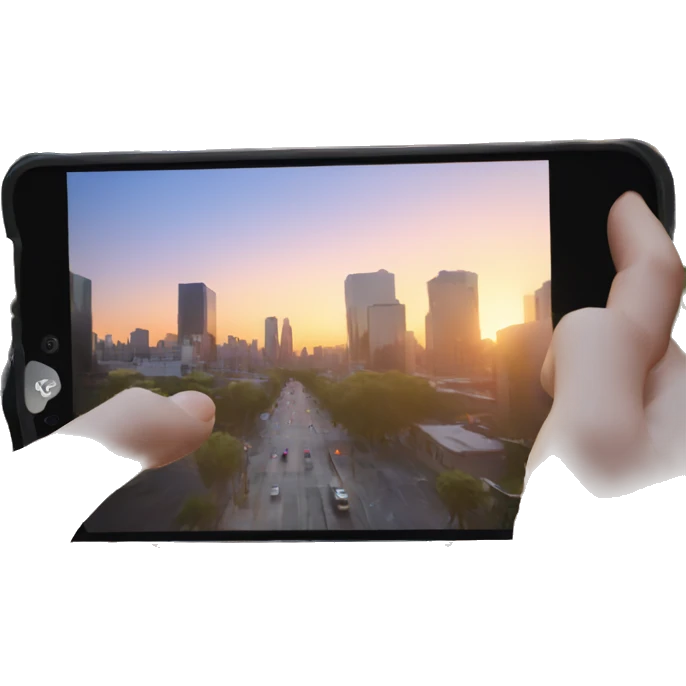 phone in hands (filming a video of the city) shooting from the first person emoji