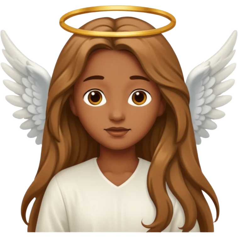 angel with brown skin, long hair emoji