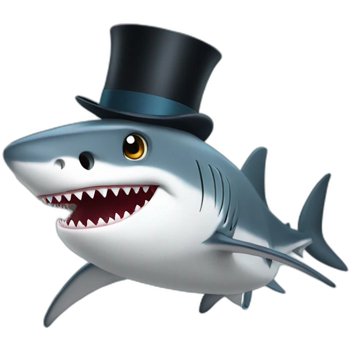 Shark with a top hat emoji