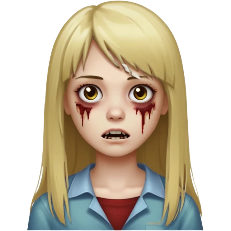 faça uma garota zumbi de cabelo liso marrom com mechas loiras liso grande com franja emoji