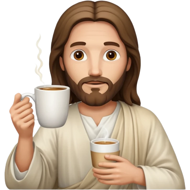 Jesus holding a coffee mug emoji