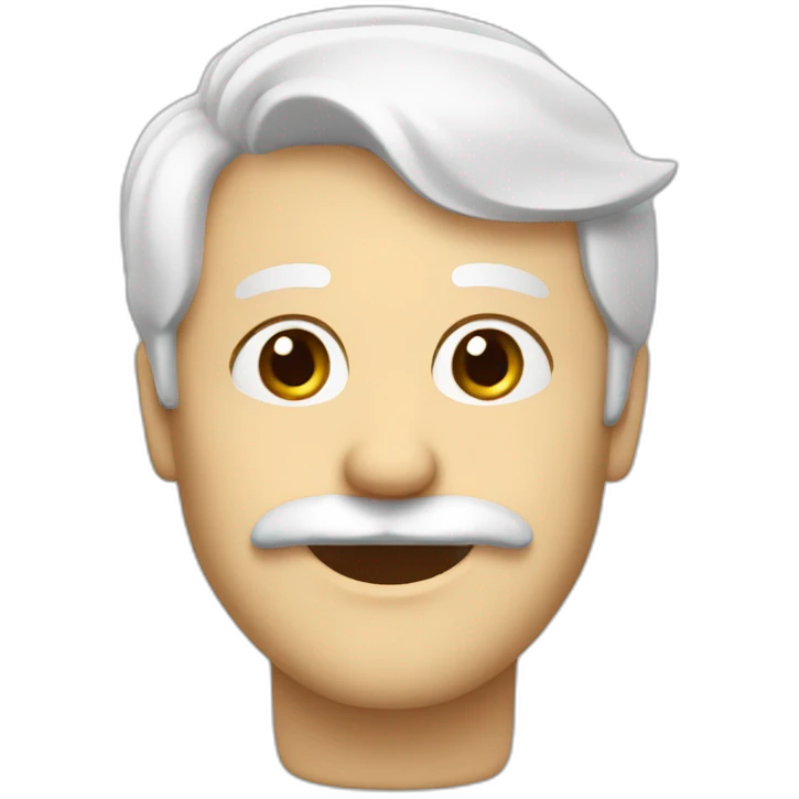 Create an emoji of a pan smiling, with white hair and a short but neat white beard and moustache emoji