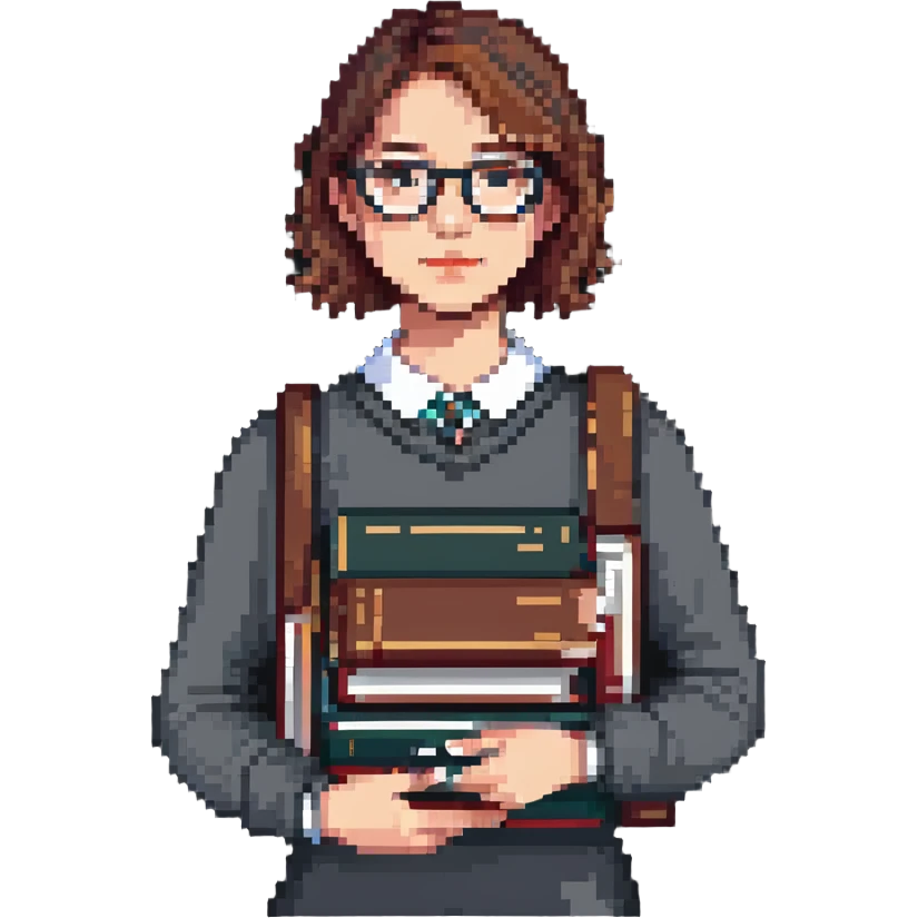 nerdy librarian with glasses and books emoji