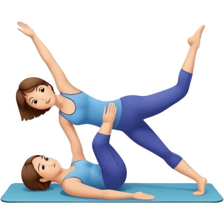 Pretty, slightly curvy white Woman with short brown hair doing Pilates exercises  emoji