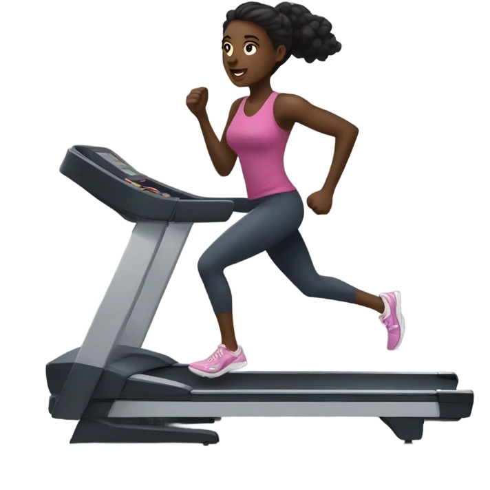 Dark skinned black women running on treadmill emoji