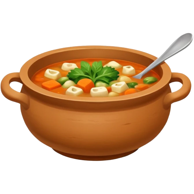 soup in clay, no spoon emoji