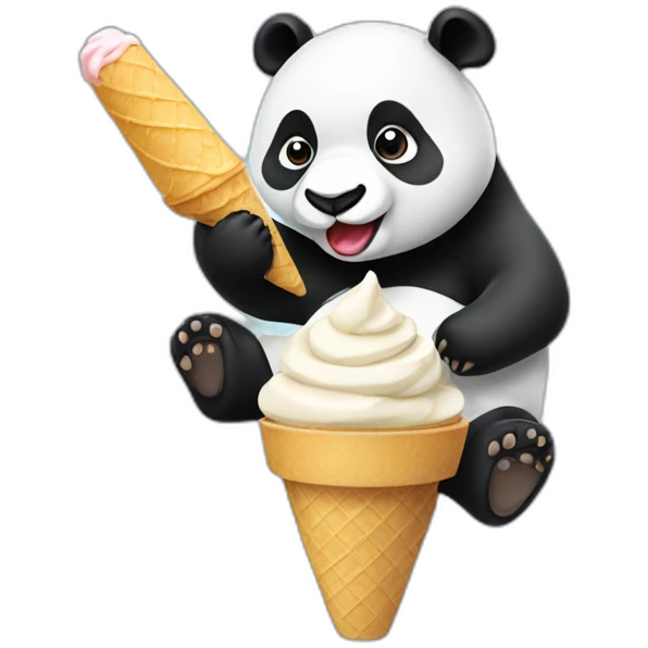 Panda eating ice cream emoji