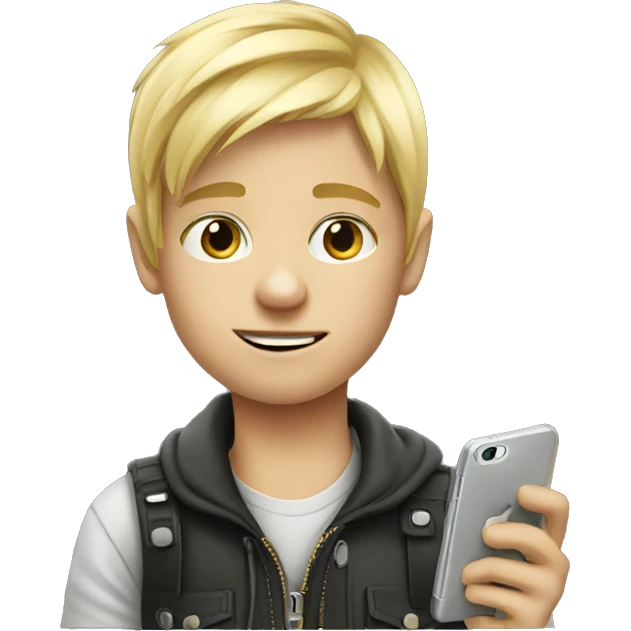 Cool blonde kid with iPhone  emoji