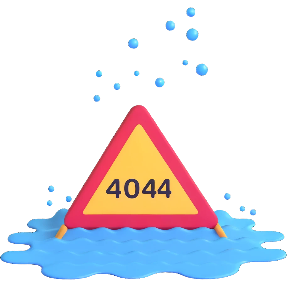 404 error sign with water splashed on it emoji