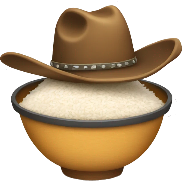 bowl of rice with cowboy hat emoji