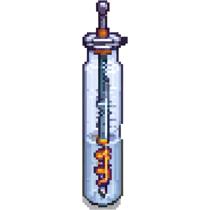 syringe with a pixelated background emoji