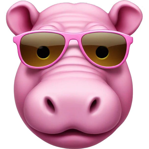Pink hippo with sunglasses  emoji