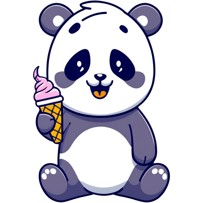 Panda eating ice cream emoji