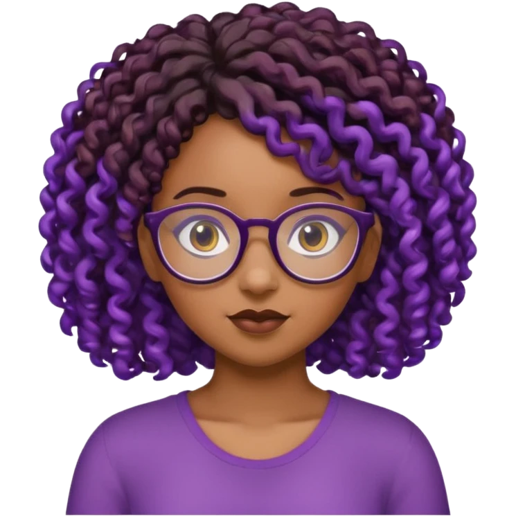 this emoji 🤓 but it’s a black girl with purple black curly hair no shoulders  emoji