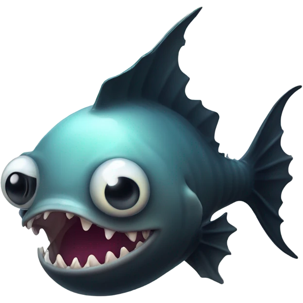 Anglerfish with a glowing lure hanging from its forehead, sharp teeth, and big eyes. emoji