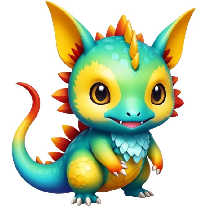 Exotic colorful chibi Fakémon-creature emoji