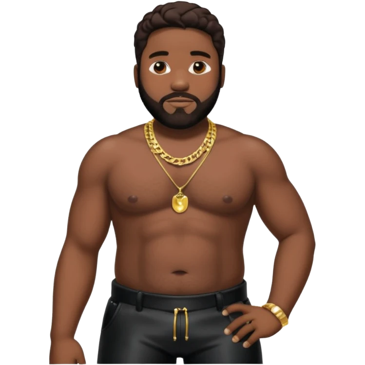Gerald Levert with dark brown hair, latex black baggy pants, shirtless with necklace emoji