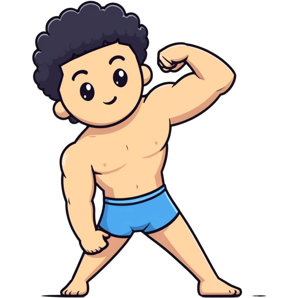 shirtless male athlete with white skin and curly black hair emoji