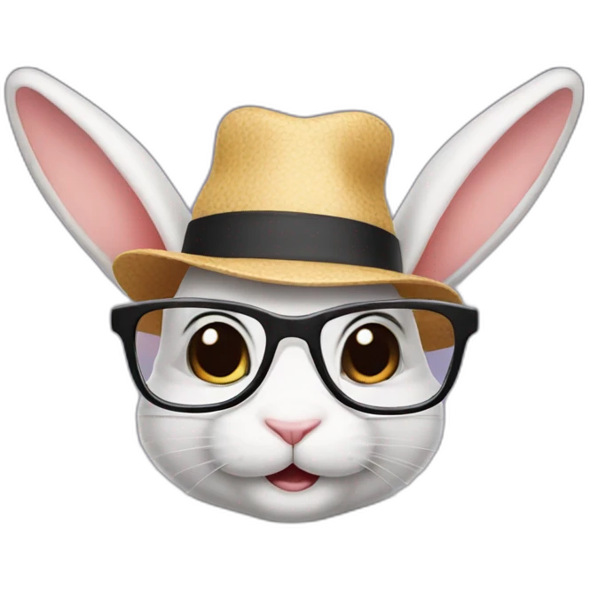 Bunny in hat with glasses emoji