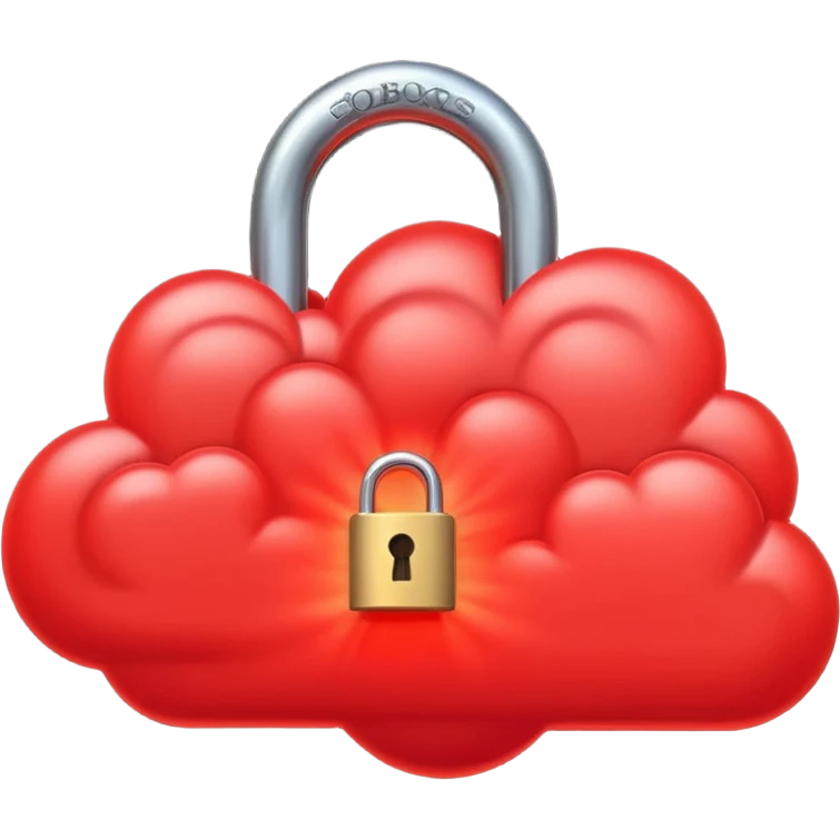 a red glowing cloud with a padlock emoji