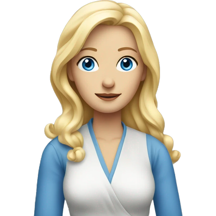 Blonde lady with wide blue eyes folding her arms  emoji