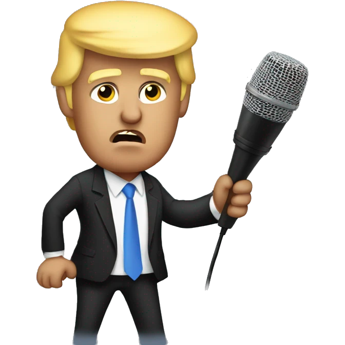 Trump rapping with microphone emoji