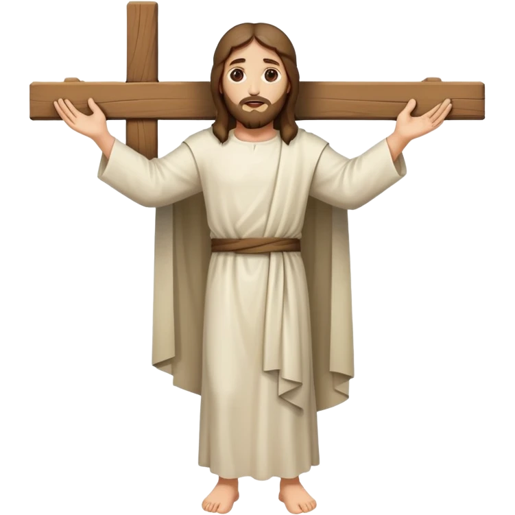 Jesus carrying a prominent straight cross fullbody expressive emoji