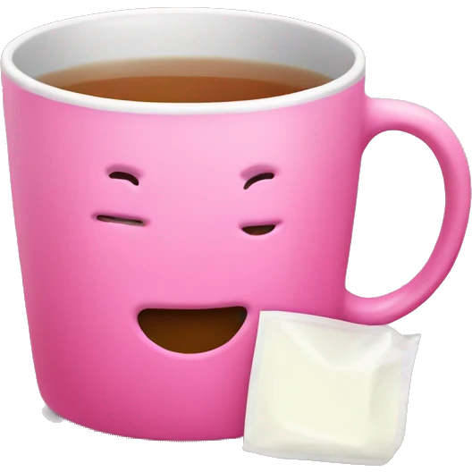pink mug with teabag emoji