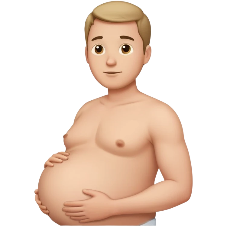Pregnant man with large baby bump facing left emoji
