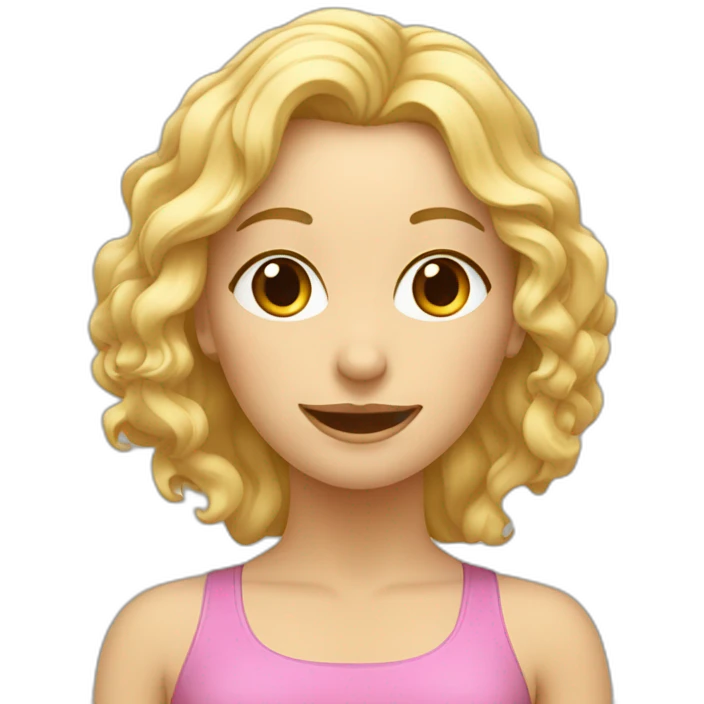 femme cheveux blond et bouclées qui fait du yoga et qui pète emoji