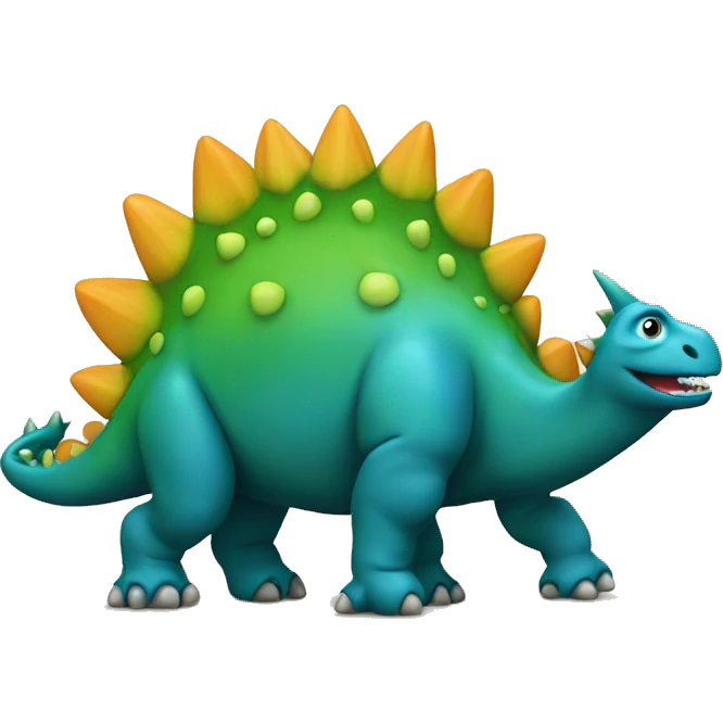 A Stegosaurus wih smiling face emoji