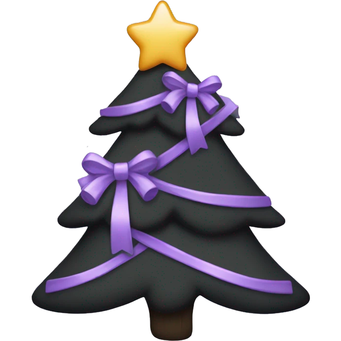 Black Christmas tree with lavender bows emoji