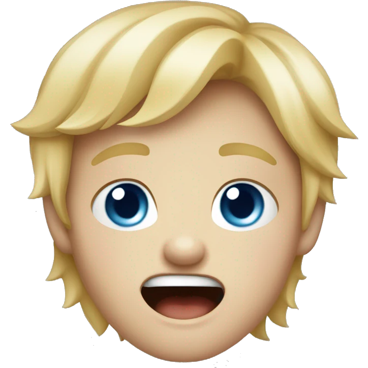 blond boy with blue eyes screaming peur emoji