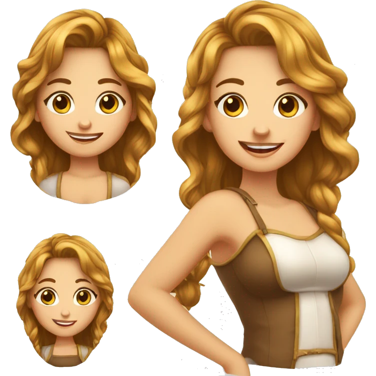 Fille cheveux châtain appareille dentaire et très belle emoji