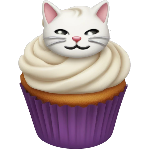 Cupcake with a Cat head and cream on top emoji