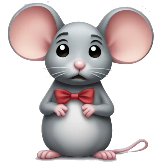 sad mouse with bow  emoji