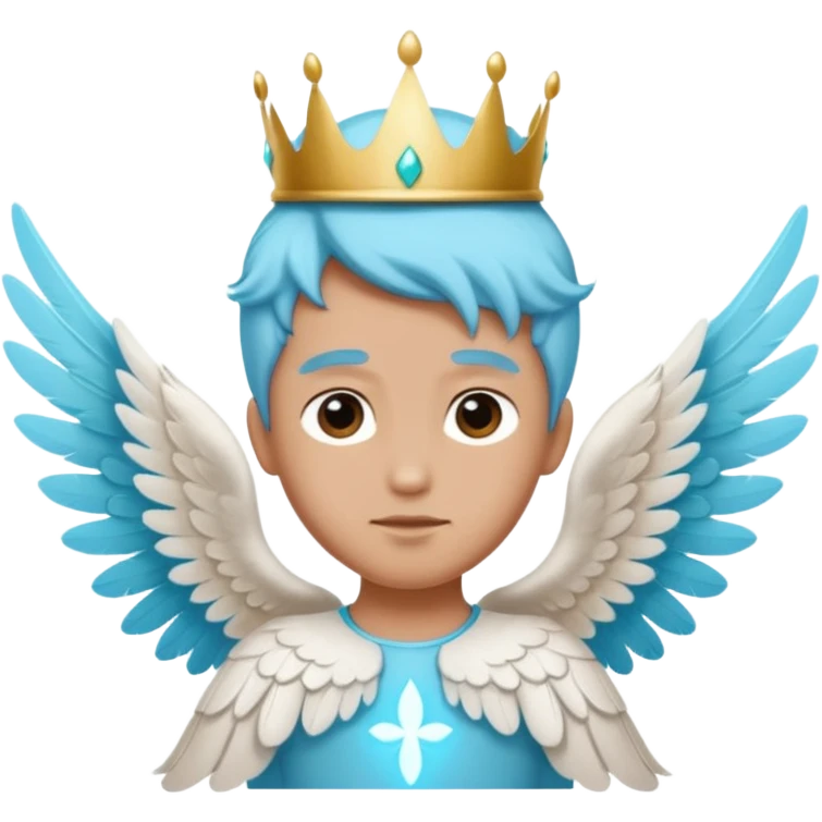 an angel with a cyan crown on his head, 4 wings emoji