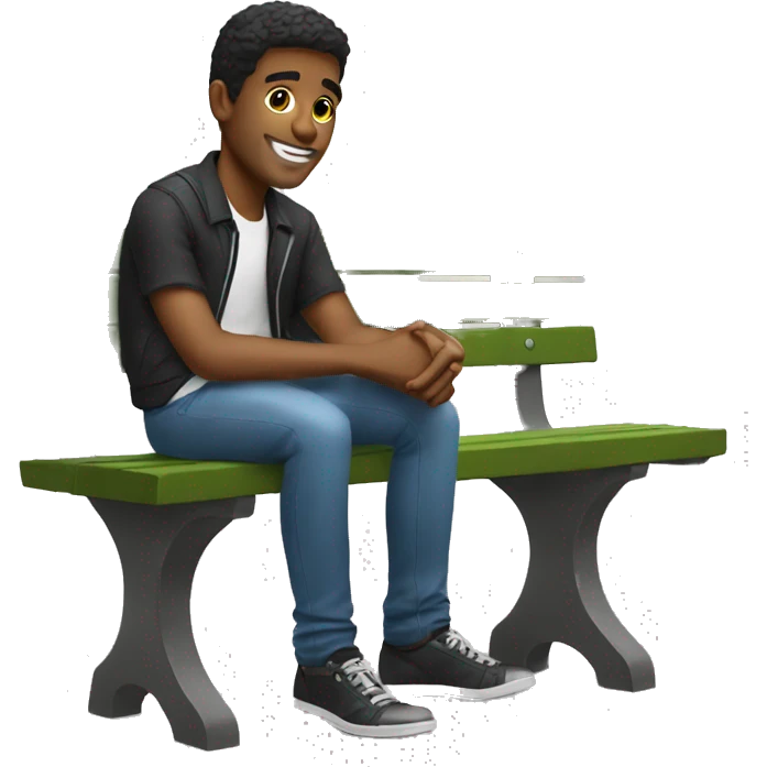 Lovely guy sitting on bench emoji